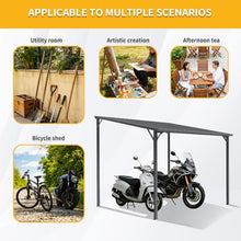 8x10 FT Wall-Mounted Galvanized Steel Pergola with Metal Roof, Heavy Duty Outdoor Patio Cover, Reinforced Support Columns, Sloped Drainage Roof, Backyard Shelter for BBQ, Garden, Lounge Area