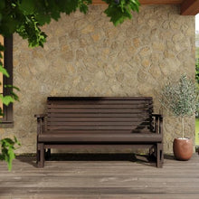 Amish Casual Heavy Duty 800 Lb Roll Back Pressure Treated Porch Glider with Cupholders (5 Foot, Dark Walnut Stain)