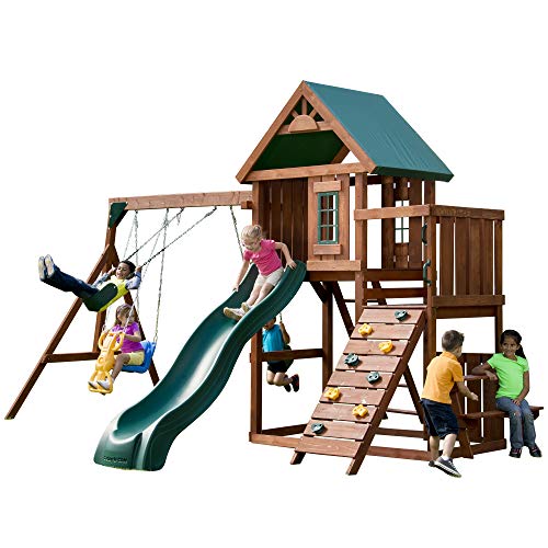 Swing-N-Slide Knightsbridge Wooden Swing Set with Slide and Swings Wood
