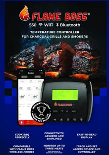 Smart BBQ Smoker Temperature Controller with Patented Variable Speed Fan, Flame Boss 550 Kamado Wi-Fi/Bluetooth with 2 Probes for Ceramic, Kamado