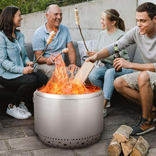GarveeLife 27 in Smokeless Fire Pit with Air Switch, Wood Burning Portable Stainless Steel Outdoor Firepit with Fixed Stand & Stove Hook, Ash Pan, for Camping Backyard Patio Picnic, H: 20 in, 33 LBS