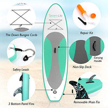 SereneLife Inflatable Board (6 Inches Thick) | Premium SUP Accessories & Carry Bag | Wide Stance, Bottom Fin | Non-Slip Deck | Youth & Adult Standing Boat