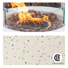 COSIEST Outdoor Propane Fire Pit Coffee Table, 28-inch Terrazzo Round Base Patio Heater, Certified, 40,000 BTU Stainless Steel Burner, Wind Guard, Free Lava Rocks, Waterproof Cover