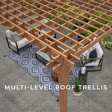 Backyard Discovery Beaumont 12' x 12' Traditional Cedar Wood Pergola Kit with Trellis Roof, All-Season Durability, High-Wind Rating, PowerPort, Shade for Outdoor Patio, Deck, Garden, and Entertaining
