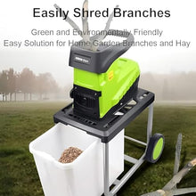 Hiedmeil Electric Garden Shredder, 2800W Heavy Duty Wood Chipper, Leaf Shredder & Branch Crusher, Max Cutting Diameter 4.5cm, Large Wheels for Easy Mobility (No Cord)