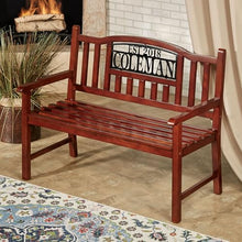 Touch of Class Stonehill Outdoor Bench Seat Wooden Regal Walnut | Personalized Custom Last Name