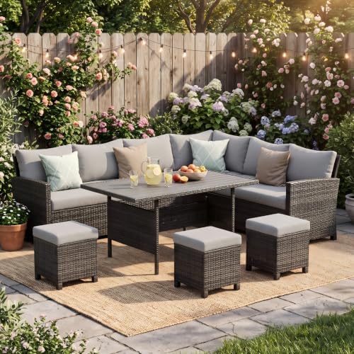 Wisteria Lane 7 Piece Patio Furniture Set, Patio Sectional for All Weather