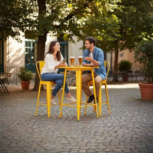 Getzi 23.5" x 23.5" Bar Height Outdoor Table Set with 2 Stools, 42" Table Height, Metal Patio Bistro Set, Commercial Outdoor Dining Furniture for Patio, Café, Balcony (Citrine Yellow)