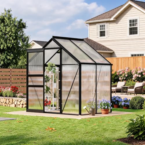 Takywep 6×4 Ft Polycarbonate Greenhouse Kit, Outdoor Walk-in Greenhouse