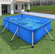 GRRICEPL Metal Frame Above Ground Outdoor Swimming Pool, Steel Frame Swimming Pool, SuperTough Puncture Resistant, Thickened PVC, Easy to Fold (Color : Blue, Size : 180x140x60cm)