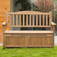 Wooden Outdoor Storage Bench,2 Seater Patio Garden Bench with Backrest