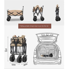 CWENZXDIA Garden Wagon Outdoor Folding Utility Wagon Offroad Trolley Garden Transport Handcart for All Surfaces Utility Cart