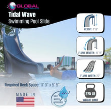 Global Pool Products Tidal Wave Inground Swimming Pool Water Slide Deck Mounted Left Curve Turn Grey GPPSTW-Grey-L