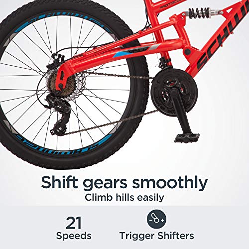Schwinn Protocol 1.0 Mountain Bike 26-Inch Wheels Full Suspension Red/Blue