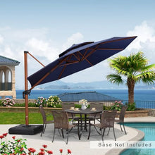 OROTLECT 12 FT Round Wood Pattern Cantilever Umbrella,Navy