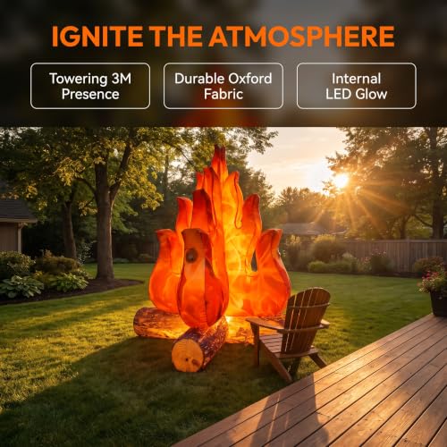 3M Inflatable Fire Decor for Patio Garden Indoor Holiday Party Decor