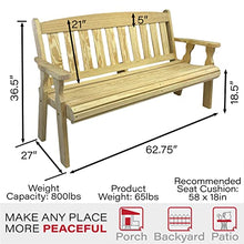 Amish Casual Outdoor Heavy Duty 800 LB Mission Pressure Treated Garden Bench(5 Foot, Unfinished)