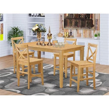 East West Furniture CAPB5H-OAK-W 5 Piece Kitchen Counter Height Dining Table Set Includes a Rectangle Pub Table and 4 Dining Room Chairs, 36x60 Inch, Oak