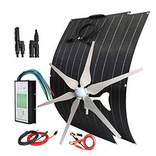 600W Wind Solar Kit Off Grid Hybrid System for Boat:400W Wind Turbine Generator/2pcs 100W Flexible Solar Panels Monocrystalline/Hybrid Charge Controller/Battery Cables/Connectors