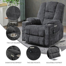Power Lift Recliner Chair for Elderly with Massage & Heat, Chenille, Grey