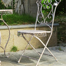 FENOKD Old Iron Table and Chair Set Suitable for Patio Patio Backrest Outdoor Coffee Table Home Gardening Decoration Exquisite Pattern 27.5 Inches Retro White