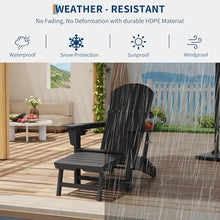 GAOMON 4-in-1 Folding Adirondack Chair Set of 4 HDPE, with Retractable Ottoman & Cup Holder, All-Weather Outdoor Patio Rocking Chairs for Lawn, Porch, Poolside, Black (4 Pack)