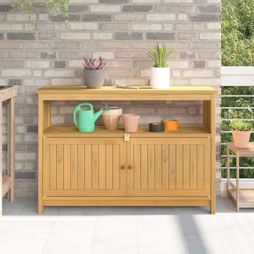 FMPGJLYH Garden Console Table, Solid Acacia Wood Storage Unit