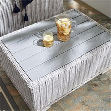 Afuera Living Outdoor Patio Coffee Table, 32" W, Light Gray UV-Resistant Wicker Rattan, Powder-Coated Aluminum Frame, Wood-Like Top, Durable Water-Resistant Design for Backyard, Porch, or Poolside Use