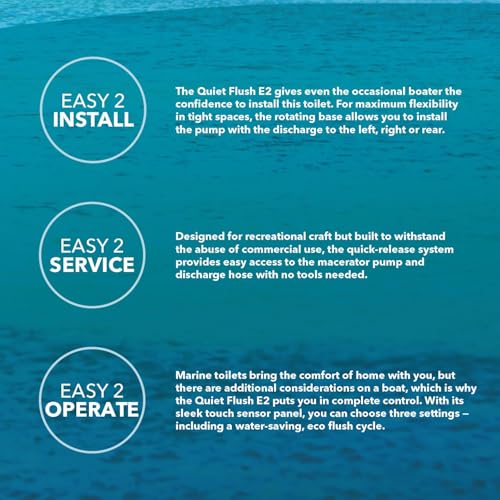 Jabsco Quiet Flush E2 Marine Toilet Fresh Water 12 Volt Compact