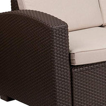 Flash Furniture Faux Rattan Outdoor Sofa, Brown