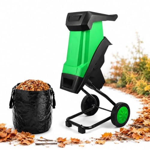 Beachtiful Electric Wood Chipper, 50L Collection Bag Chipper Shredder, 1.57" Cutting Diameter Mulcher with Max 15:1 Reduction, Dual Steel Blades for Easy Clean up Yard Waste and Branches