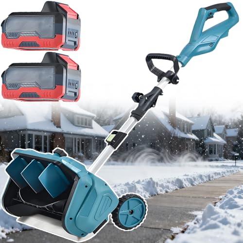 New Cordless Electric Snow Shovel - 1000w Brushless Winter Snow Blower, Retractable 110cm-130cm Snow Plowing Machine, Snow Removal Width 40.7cm (16in),2batteries (2batteries)