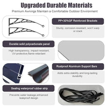 JYJNHOME 48x60 Inch Awning for Door Entrance,Polycarbonate Window Canopy Exterior Overdoor Shelter with Drainage,UV,Rain,Snow,Sun Shade Protection Outdoor Awnings for Outside,Patio,Porch,Deck,House