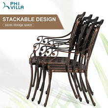 PHI VILLA 5 Piece Outdoor Patio Dining Set with Round Table and Chairs Golden Bronze