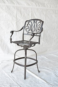 Elizabeth Outdoor Patio Swivel Bar Stools 30" Cast Aluminum Dark Bronze (6, Sunbrella Sesame)