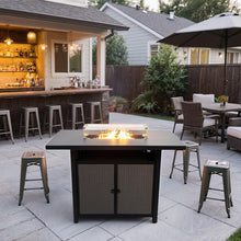 Deko Living Propane Bartable Height Firetable - 55 Inch Outdoor Gas Fire Pit Table - 40,000 BTU Rectangular Fire Table for Warmth and Ambience - Outdoor Fire Table for Patio Deck Garden Backyard