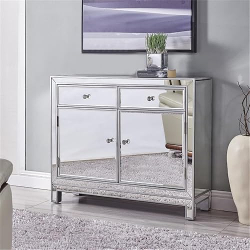 Elegant Lighting Reflexion Mirrored Nightstand Antique Silver