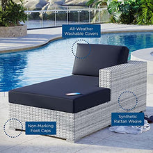 Modway Convene Wicker Rattan Outdoor Patio Right-Arm Chaise in Light Gray Navy