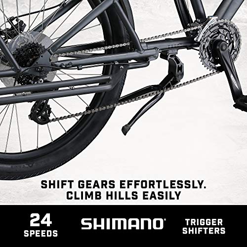 Mongoose Envoy Cargo Bike Grey 26-Inch Wheels 8-Speed Shimano Drivetrain