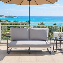 Christopher Knight Home Outdoor Patio 2-Seater Aluminum Loveseat with Water-Resistant Cushions, Modern Metal Frame Sofa with Thick Removable Cushions for Balcony, Backyard, Garden and Deck, Light Gray