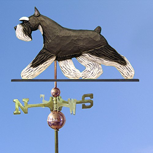 Schnauzer Miniature Hand Carved & Painted Weathervane Black/Silver, 22 Inch, No