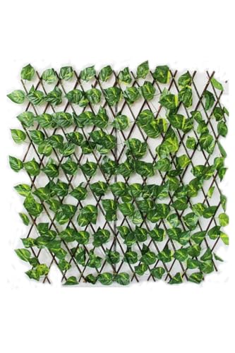 SODEF Artificial Ivy Leaf Garden Fence Screen - 2.5 x 1.2 Meters - Expandable Privacy Hedge for Balcony, Garden, and Home Decor - Realistic Greenery - Green