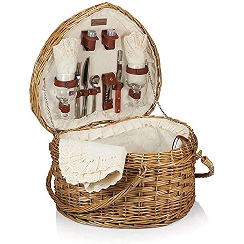 Storage Basket,Insulated Cooler Bag Picnic Outdoor Camping Heart-Shaped Rattan Wicker Foldable Double Handle Design