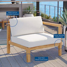 Modway Bayport Outdoor Patio Teak Wood Right-Arm Chair in Natural White