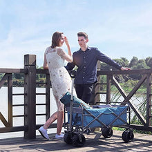 Collapsible Steel Frame Outdoor Utility Wagon, Portable Shopping Carts Wheelbarrow Collapsible Folding Utility Wagon with Removable Fabric Beach Wagon Cart for Outdoors Activities, Camping (Grey)