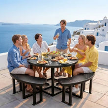 DWVO 38" Round Metal Picnic Table with Umbrella Hole
