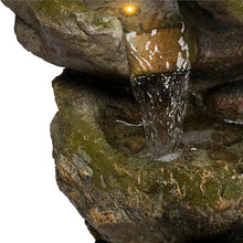Alpine Corporation WIN1008 Indoor/Outdoor Floor Aged Stone Fountain with LED Lights, Cascading Stone Water Fountain 39", Gray
