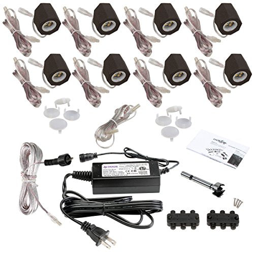 DEKOR Directional LED Light for Deck Rails Fence Posts Low Voltage Indoor Outdoor Lighting (Dark Copper Vein, Indoor Light Kit)