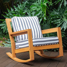 Cambridge Casual Newport Deep Seating Rocking Chair with Stripe Cushion, Removable Cushion, Perfect for Poolside, Backyard, Balcony, or Sunroom