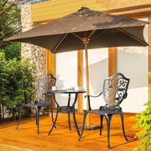 DUYHBAWRS 3 Piece Garden Patio Bistro Table Set Bronze Camping Sedentary Outdoor Dining Furniture